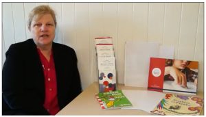 Screenshot of YouTube clip of Sally Balwin, General Manager Braille House