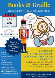 Spotty Dotty show March 4 at Braille House - 9am