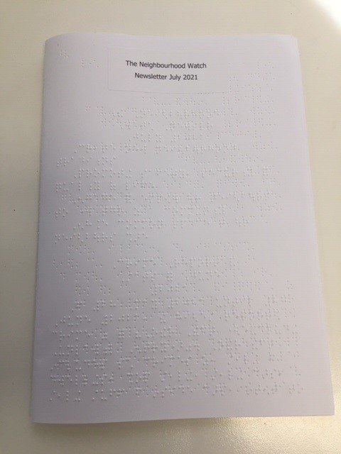 Picture of Neighbourhood Watch Newsletter in Braille